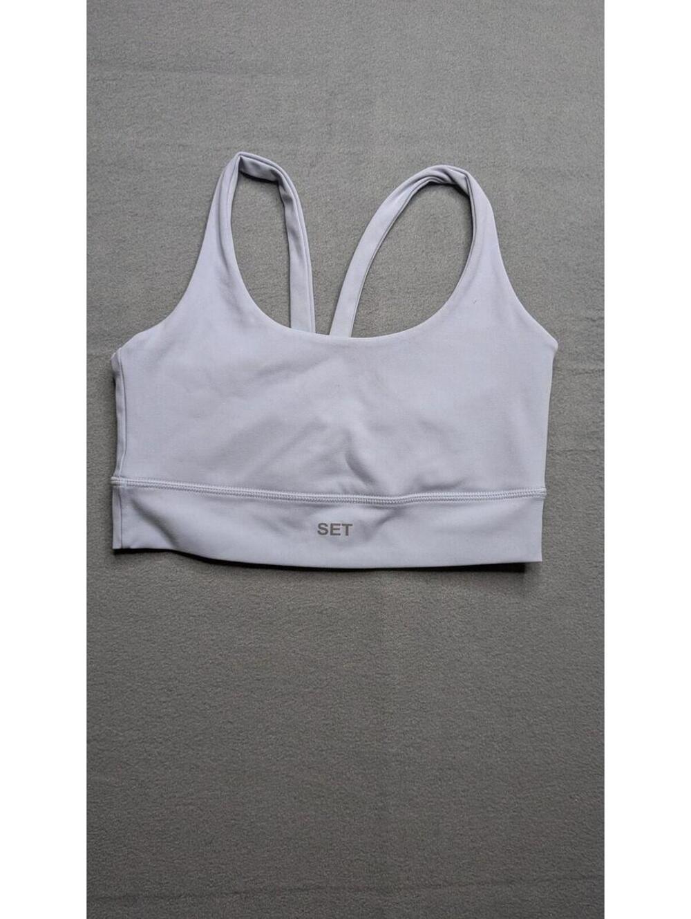 SET ACTIVE Sports Bra Womens M Blue Luxform Scoop Neck Racerback Yoga Workout